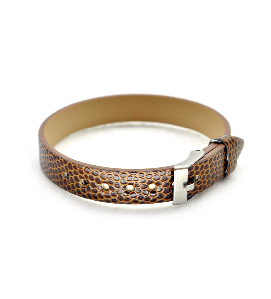 Bracelet imitation leather (1 unit) 10 mm width. - Brown